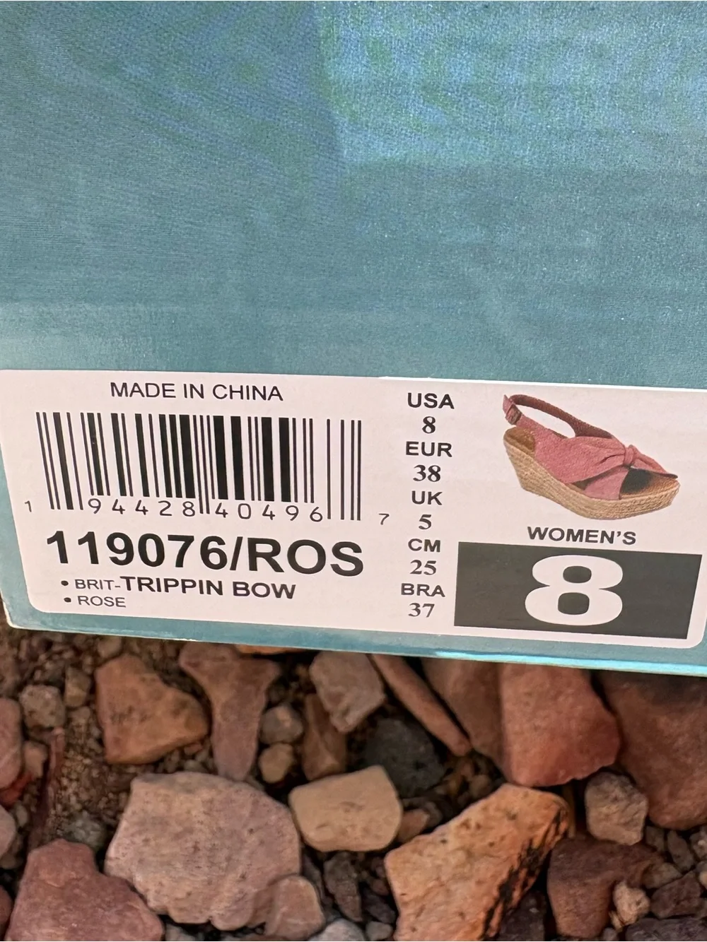 Skechers Brit-TRIPPIN~BOW Rose Leather Espadrille Wedge Sandals Size 8 NIB